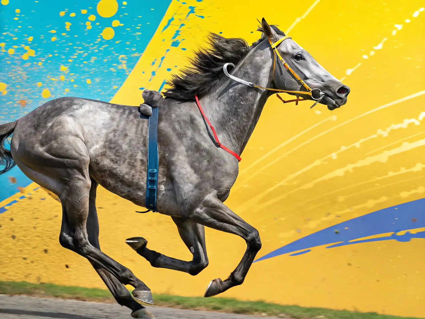 A dynamic steeplechase race in progress, showcasing horses and riders navigating a challenging water jump, capturing the excitement and skill involved in the sport.